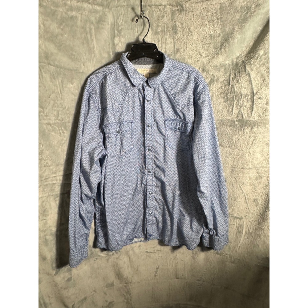 Cody James Mens Blue Geometric Print Long‎ Sleeve Western pearl Snap Shirt 2XL